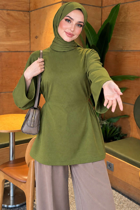 Bel İpli Loyşa Tunik Haki