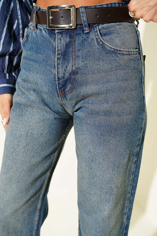 Bel Kemerli Palazzo Kot Pantolon Kahve Tint