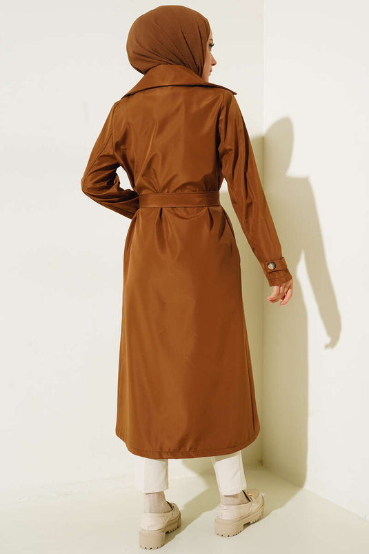 Trench-coat Avec Ceinture Sans Doublure Camel