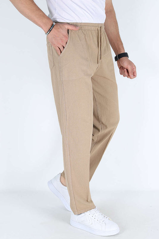 Bel Kuşaklı Erkek Jogger Pantolon Taş
