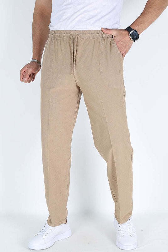 Bel Kuşaklı Erkek Jogger Pantolon Taş