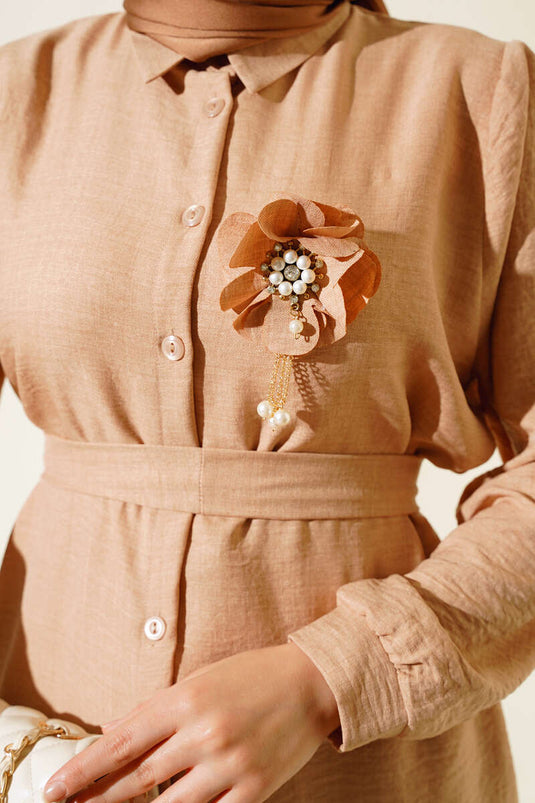 Belted Linen Two-Piece Set Latte