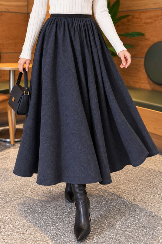 Falda Ancha Con Cintura Elástica Indigo