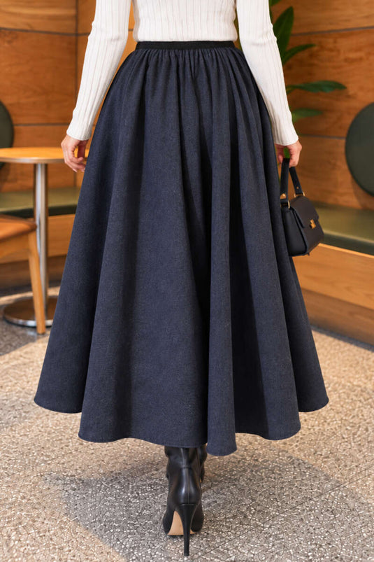 Falda Ancha Con Cintura Elástica Indigo