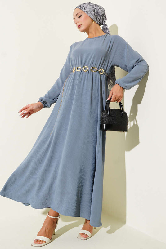 Ayrobin Basic-Kleid mit elastischem Bund, Schiefergrau