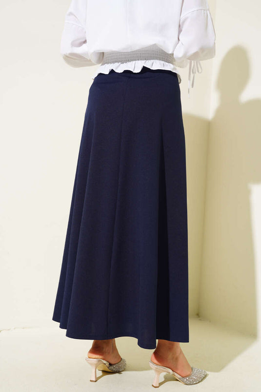 Jupe cloche basique à taille élastique, bleu marine