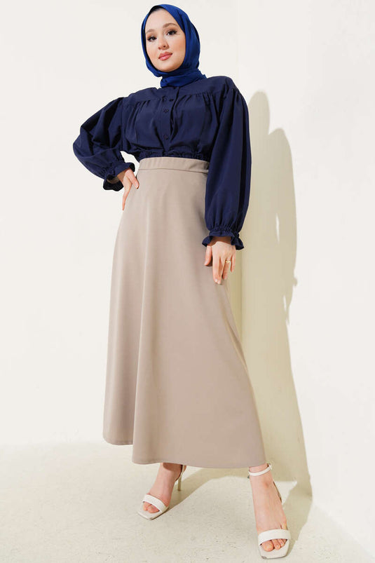 Belted Basic Bell Skirt Latte