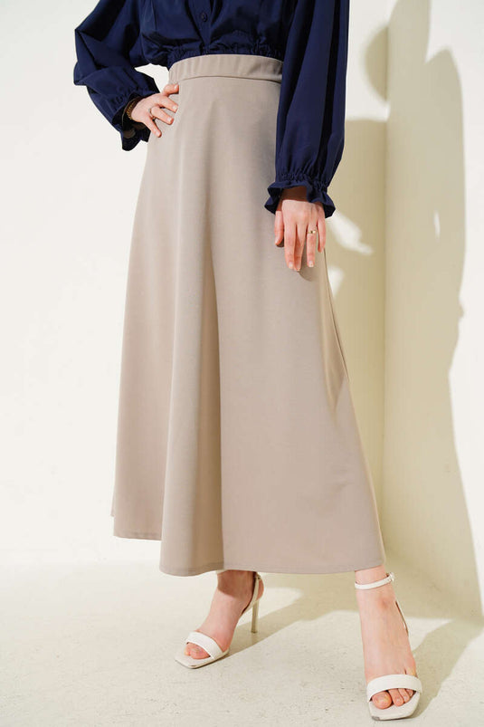 Belted Basic Bell Skirt Latte