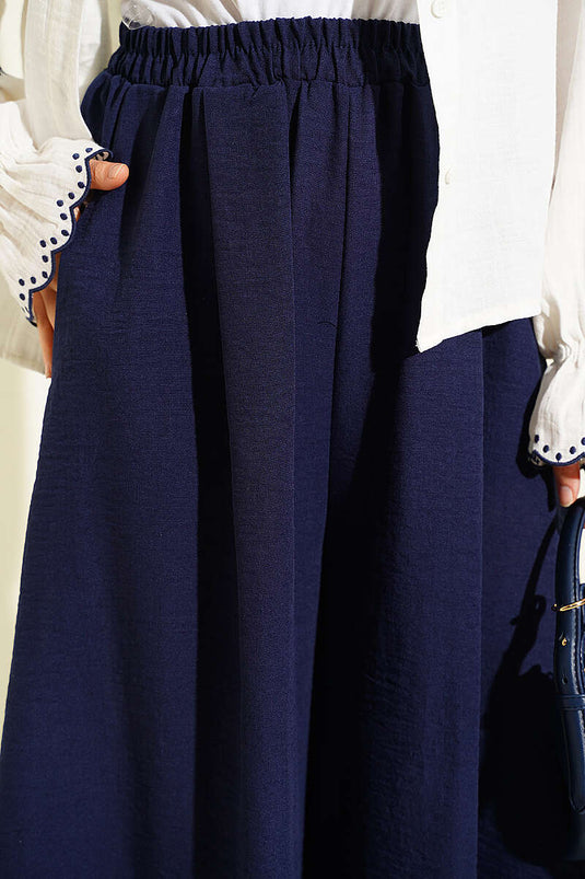 Bel Lastikli Basic Pantolon Etek Lacivert