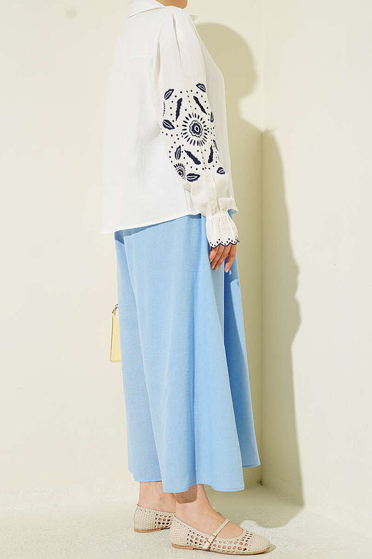 Bel Lastikli Basic Pantolon Etek Mavi