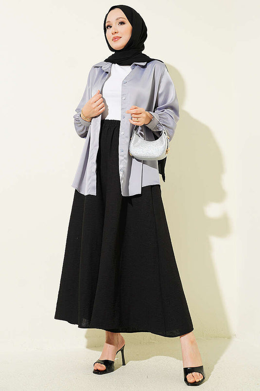Bel Lastikli Basic Pantolon Etek Siyah