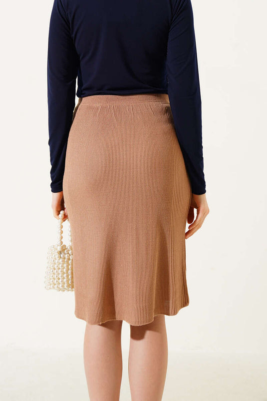 Jupe midi basique en maille à taille élastique Buscuvi