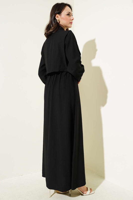 Elastic Waist Bolero Dress Black