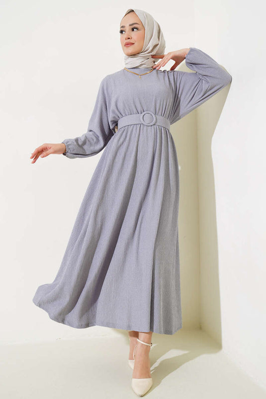 Robe Portefeuille Taille Élastique Gris