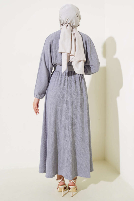 Robe Portefeuille Taille Élastique Gris