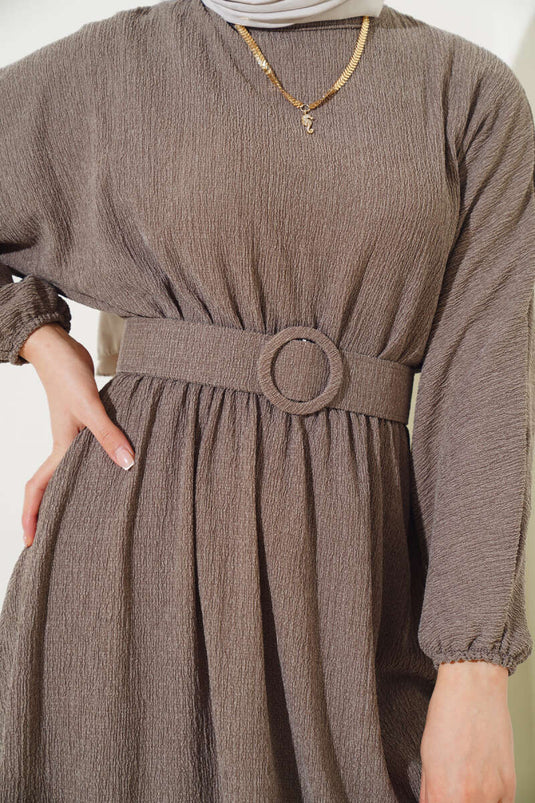 Robe Enveloppée Élastique à Taille Vison