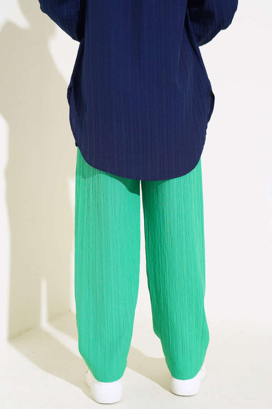 Pantalon ample enveloppé à taille élastique vert