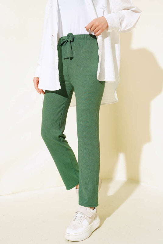 Pantalon Taille Élastique Vert