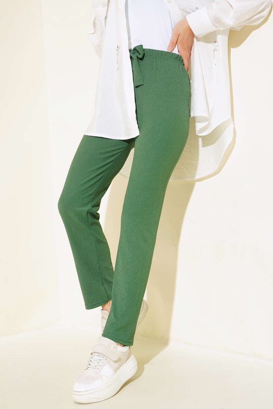 Pantalon Taille Élastique Vert