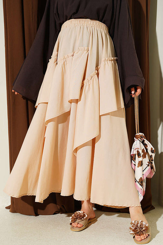 Beige Elasticated Drawstring Skirt