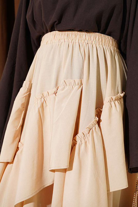 Beige Elasticated Drawstring Skirt