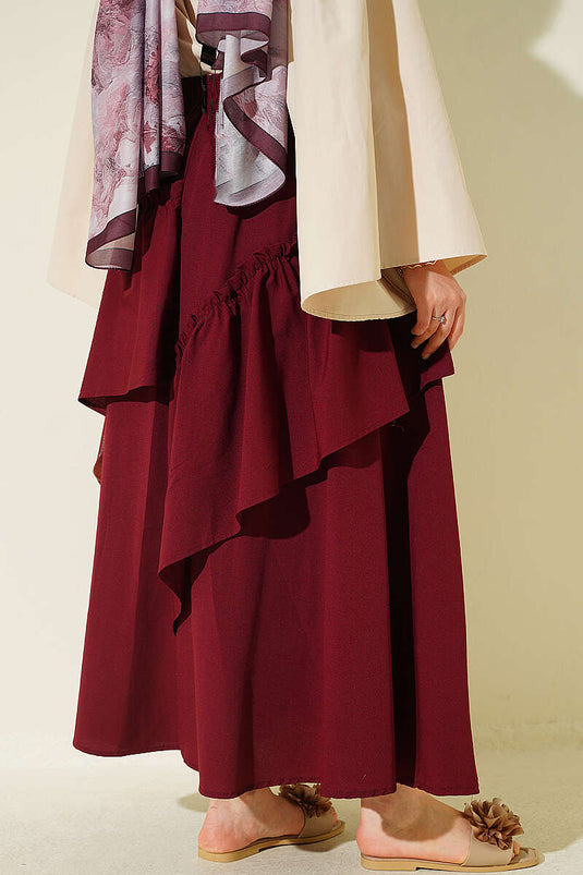 Burgundy Elasticated Drawstring Skirt