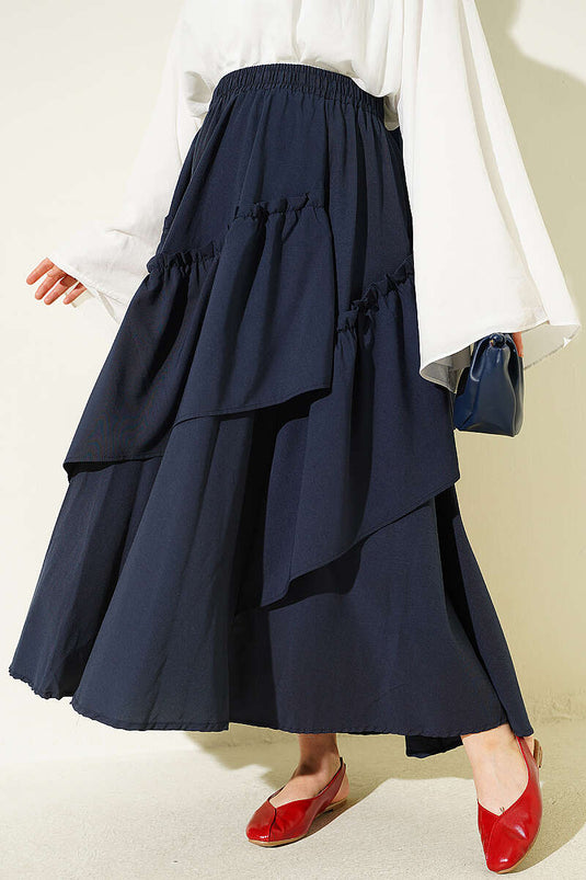 Bel Elasticated Drawstring Skirt In Navy