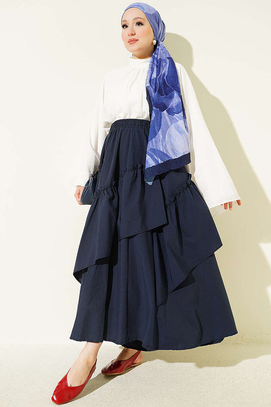 Bel Elasticated Drawstring Skirt In Navy