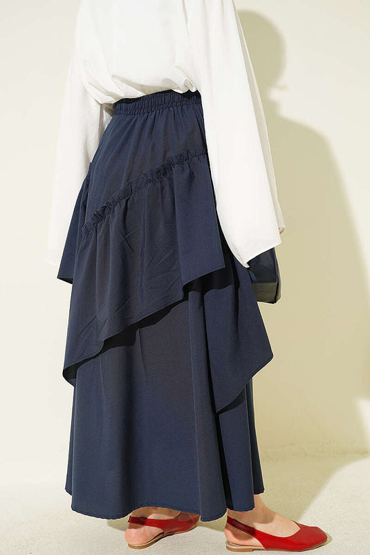 Bel Elasticated Drawstring Skirt In Navy