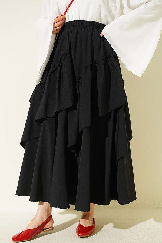 Black Elasticated Drawstring Skirt