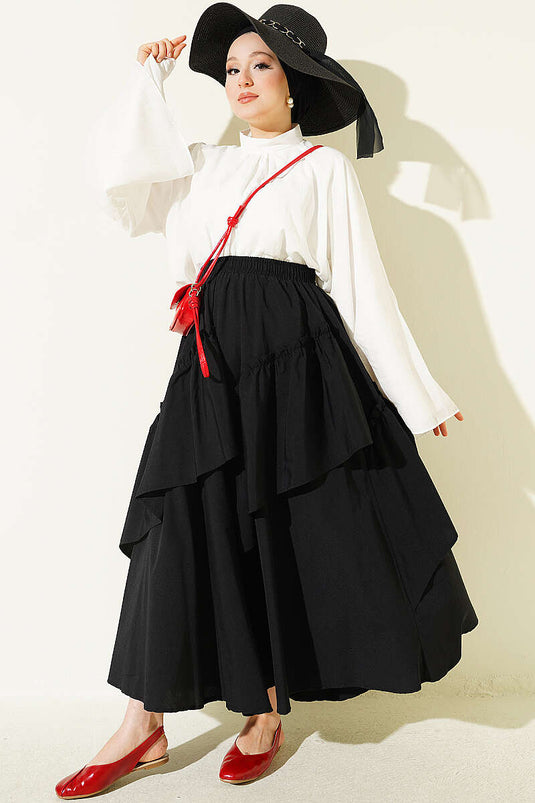 Black Elasticated Drawstring Skirt