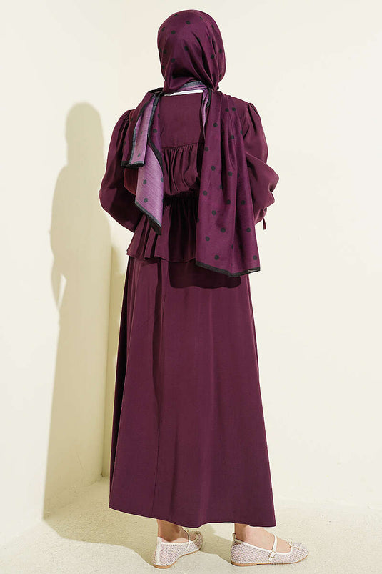 Ensemble deux pièces avec jupe froncée à taille élastique, bordeaux