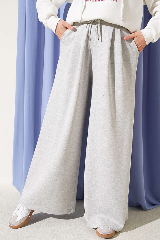 Pantalon Gris À Ceinture Et Poches