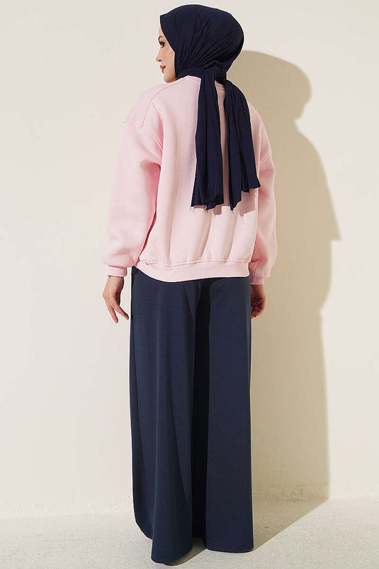 Navy Blue Hose Mit Gürtel Und Taschen