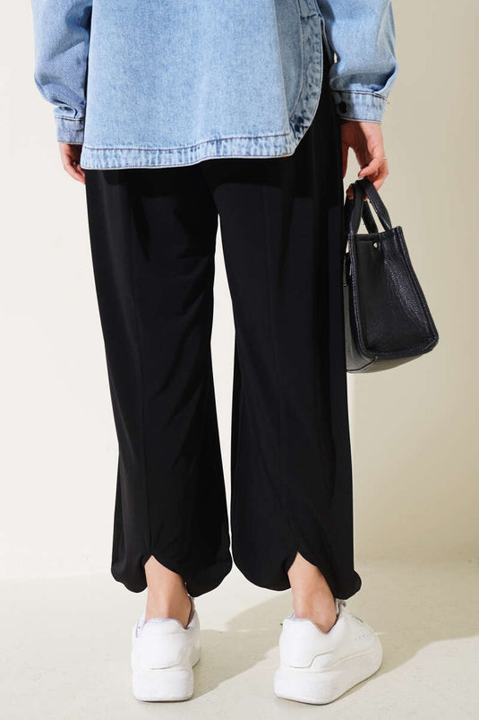 Belted Pocket Harem Pants Black