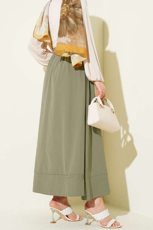Jupe Tensel Avec Poches Et Taille Élastique, Vert Avocat