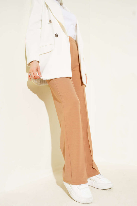 Elastic Waist Trousers Camel