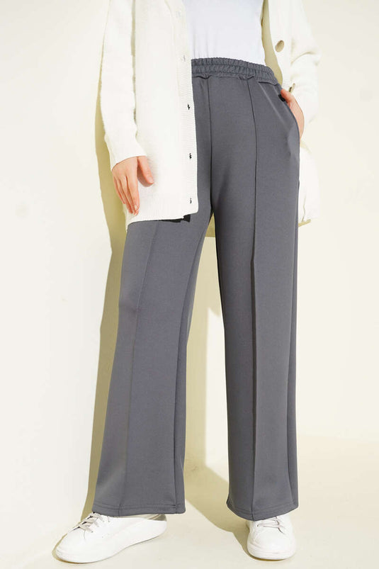 Bel Lastikli Çımalı Scuba Pantolon Füme