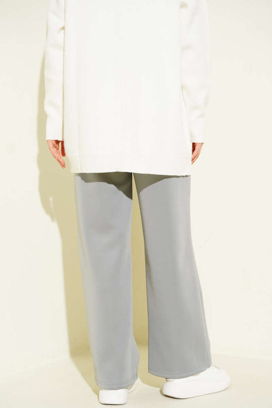 Bel Lastikli Çımalı Scuba Pantolon Gri