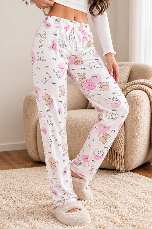 Pantaloni Da Pigiama Elasticizzati Con Motivo E Vari Colori