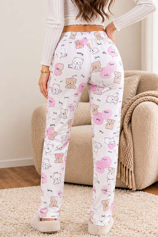 Pantaloni Da Pigiama Elasticizzati Con Motivo E Vari Colori