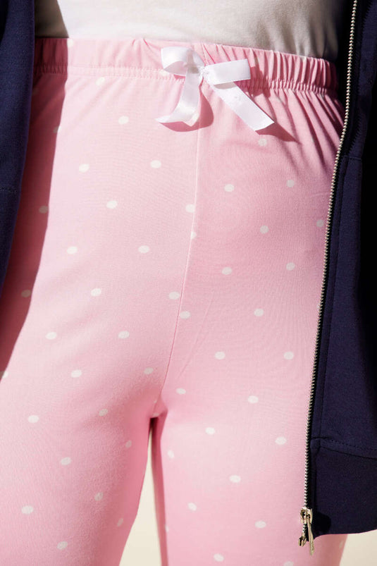 بنطال بيجاما وردي اللون بنقوش مع حزام خصر مطاطي