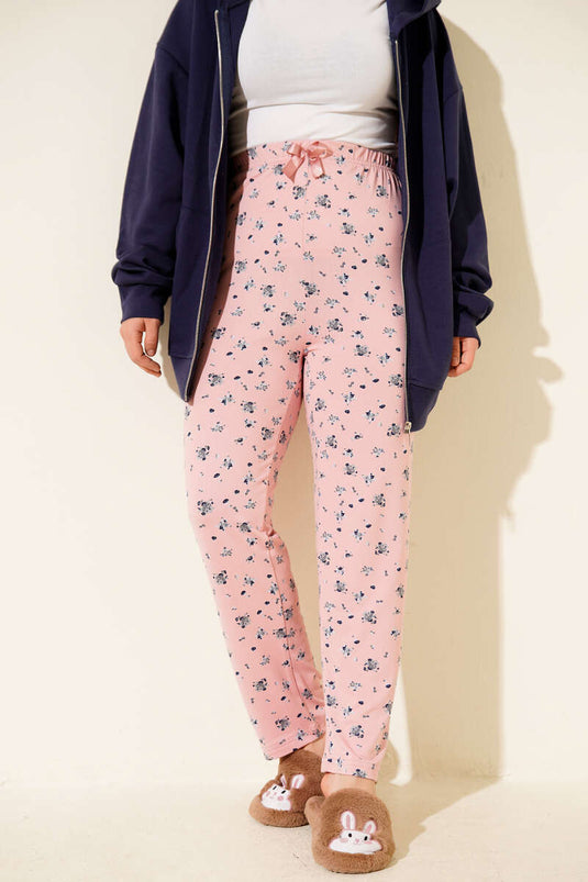 Bas de pyjama à motifs avec taille élastique, rose poudré