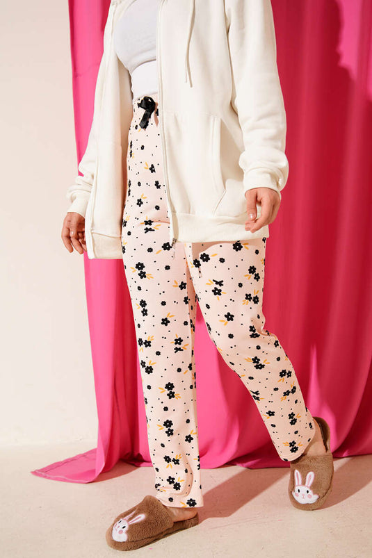 Patterned Pajama Bottoms with Elastic Waistband, Salmon