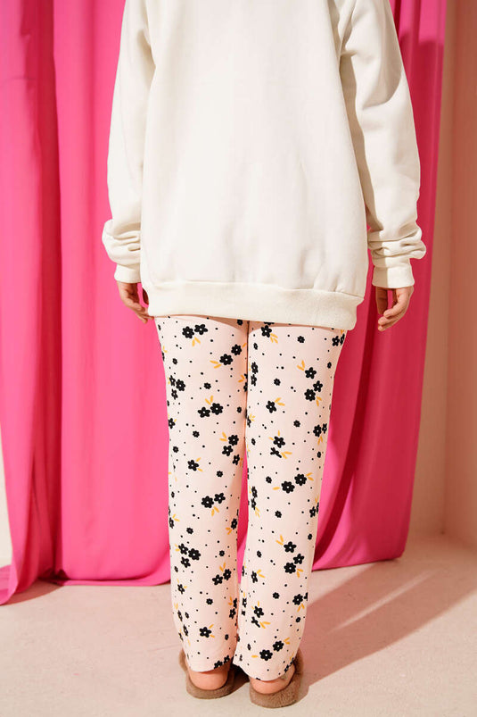 Patterned Pajama Bottoms with Elastic Waistband, Salmon