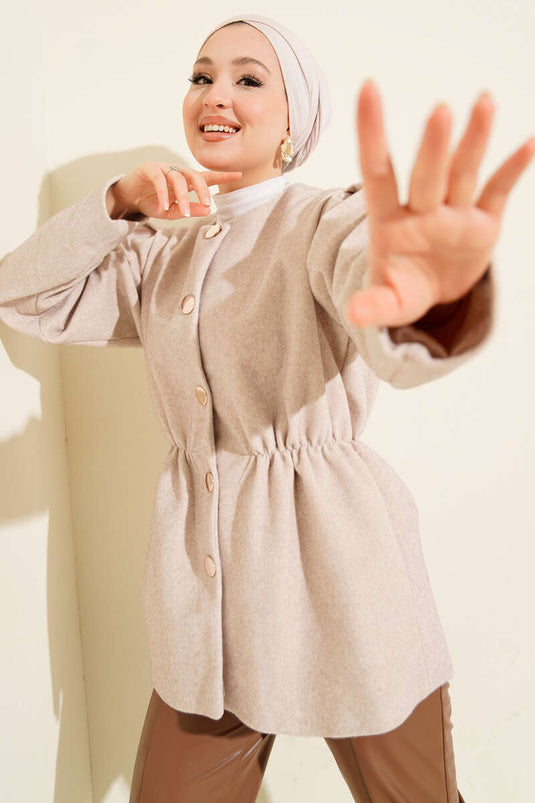 Bel Gummiband Knopf Goldfox Jacke Beige