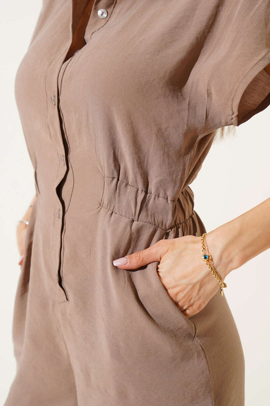 أفرولات بأزرار وخصر مطاطي من المنك