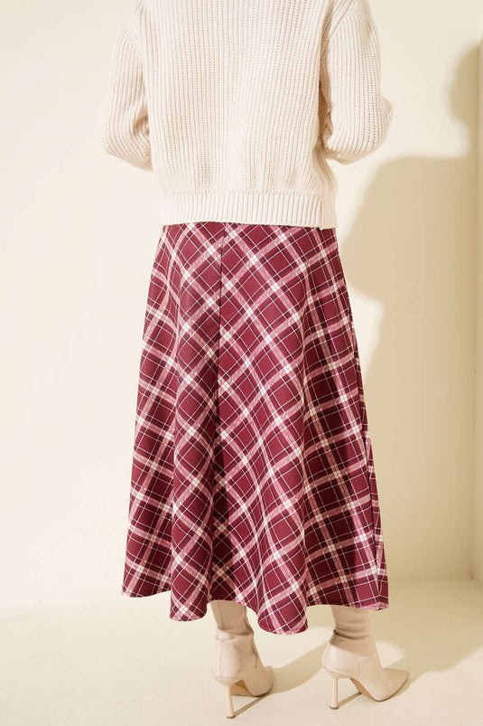 Bel Elastic Checked Diving Skirt Rosehip