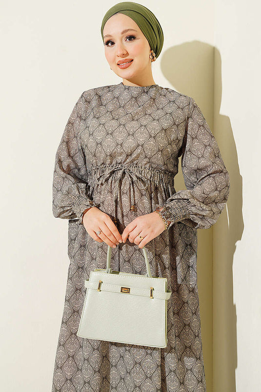 Abito Ethnic Con Cintura Khaki