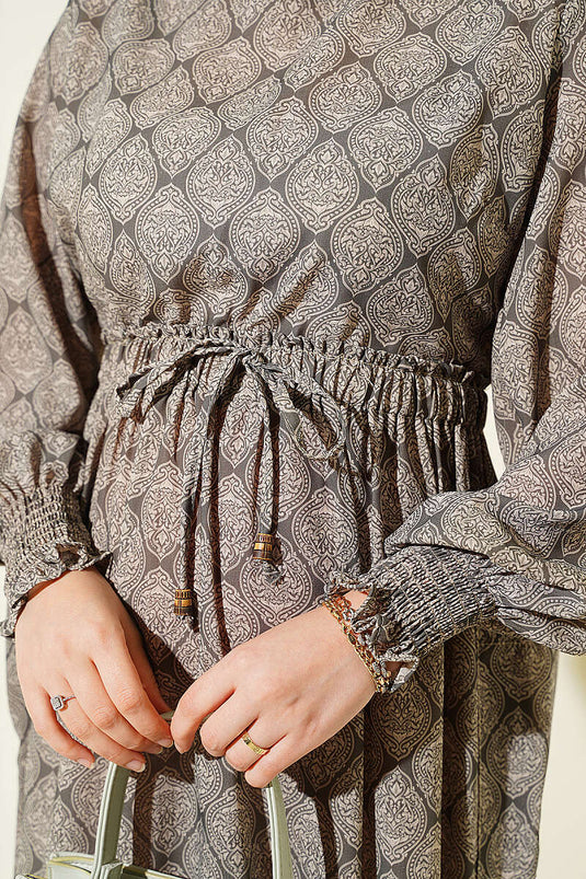 Abito Ethnic Con Cintura Khaki
